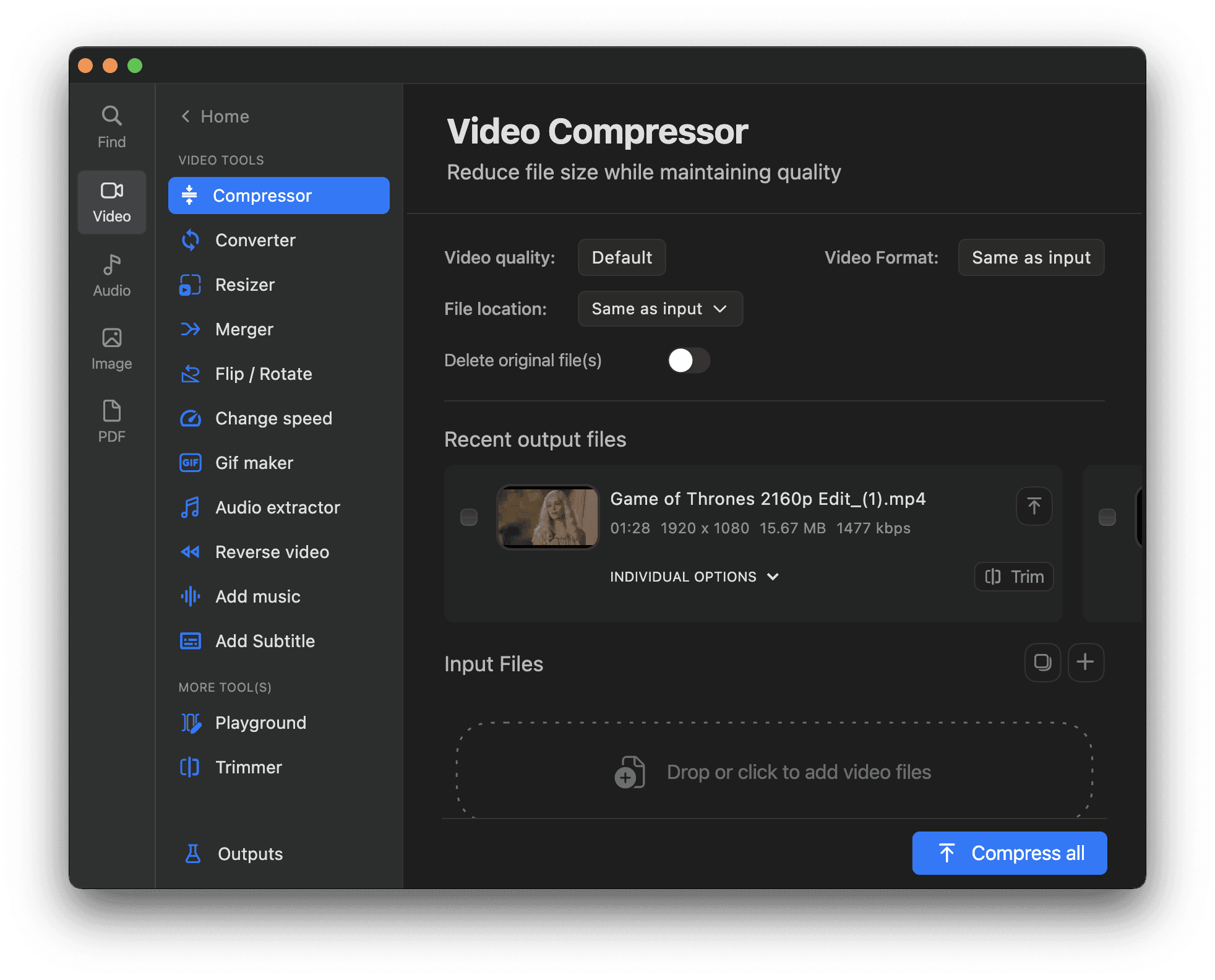 Video editing interface